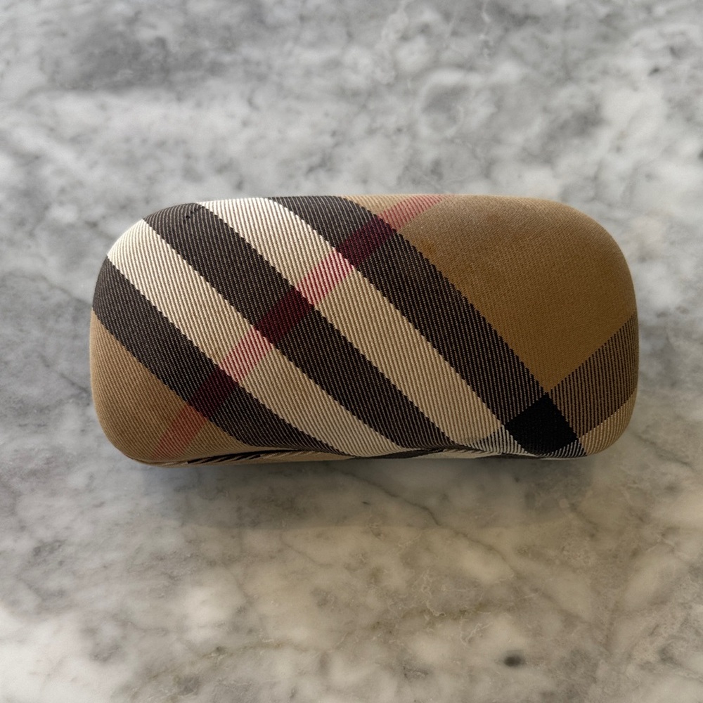 Burberry Plaid Glasses Case - Black, White, Tan